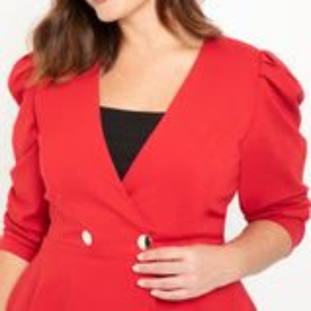 Eloquii red peplum puff sleeve blazer size 18